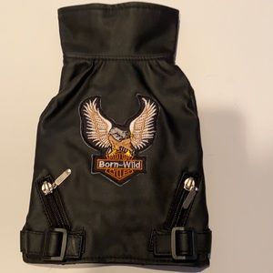 Leather coat with Harley eagle.